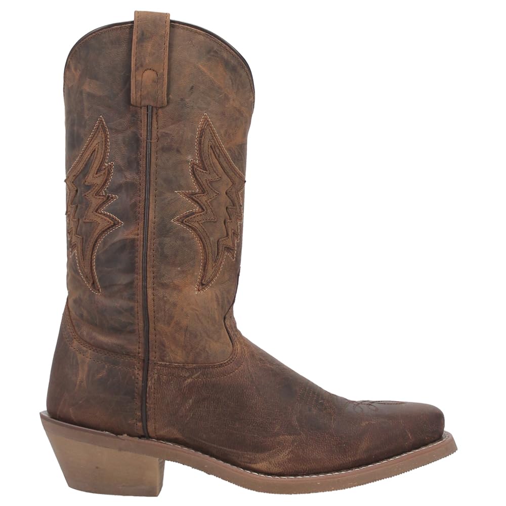 Laredo Mens Nico Embroidered Square Toe Pull On Casual Boots Mid Calf – Brown – Size 7 D