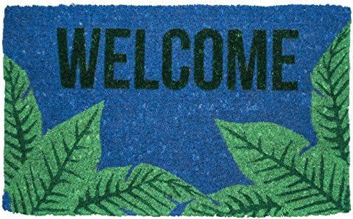 Entryways Palms Welcome , Hand-Stenciled, All-Natural Coconut Fiber Coir Doormat 18" X 30" x .75"