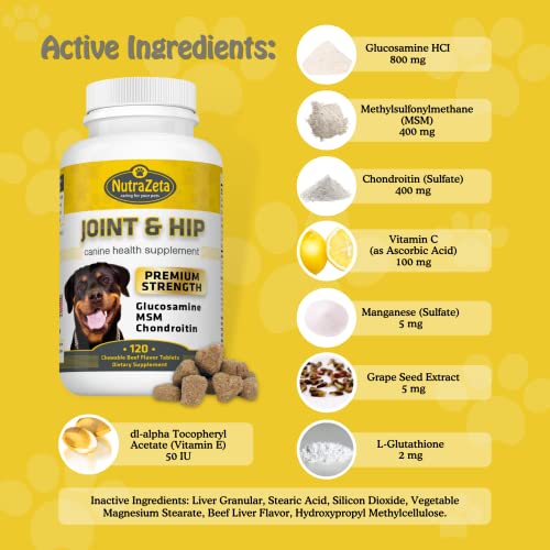 Premium 800mg Glucosamine for Dogs Hip & Joint Supplement 120