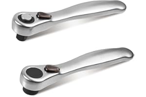 GOLD DEER 2-Piece Mini Ratchet Wrench & Bit Holder Set Micro Ratcheting Bit Driver and Ratchet Set 1/4" Drive Ratchet Handle 