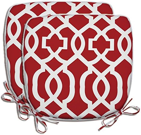 PacifiCasual Indoor/Outdoor All Weather Chair Pads 17" X 16" Dining Garden Patio Home Kitchen Office Chair Seat Cushion, Set of 2, Red
