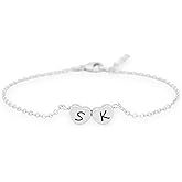 HotMixCold Personalized Initial Bracelet, Monogram Bridesmaid Jewelry, Silver Rose Gold Charm Bracelet, Mothers Custom Bracelet, Couple Heart Jewelry
