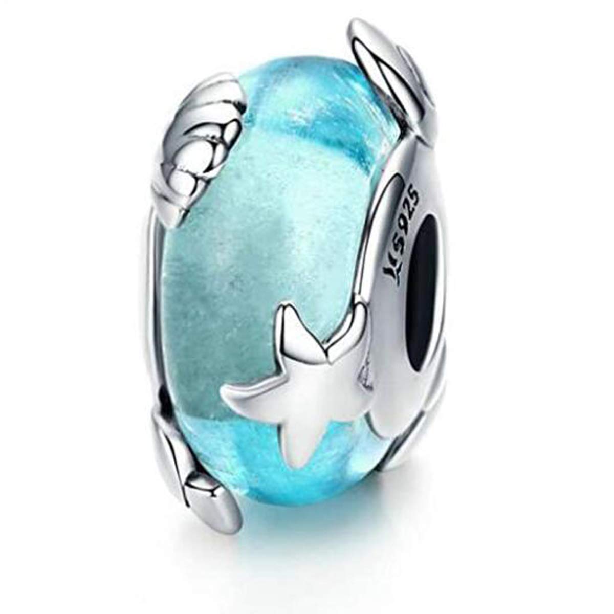 Ocean Shell Charms for Bracelets S925 Sterling Silver Charms fit for Pandora Style Bracelets Murano Glass Beads for Womens