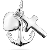Faith Hope Love Pendant Sterling Silver 925 Cross Anchor Heart Small Necklace Charm Jewelry