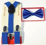 New Suspender Bow Tie Matching Colors Toddler Kids Boys Girls Child (Royal Blue)