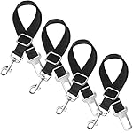 BEWISHOME 4 Pack Pet Dog Car Seat Belt Restraint Adjustable(17.72"-25.98") metal buckle Heavy Duty Vehicle Car Safety Leash Leads Harness Black CAD04B