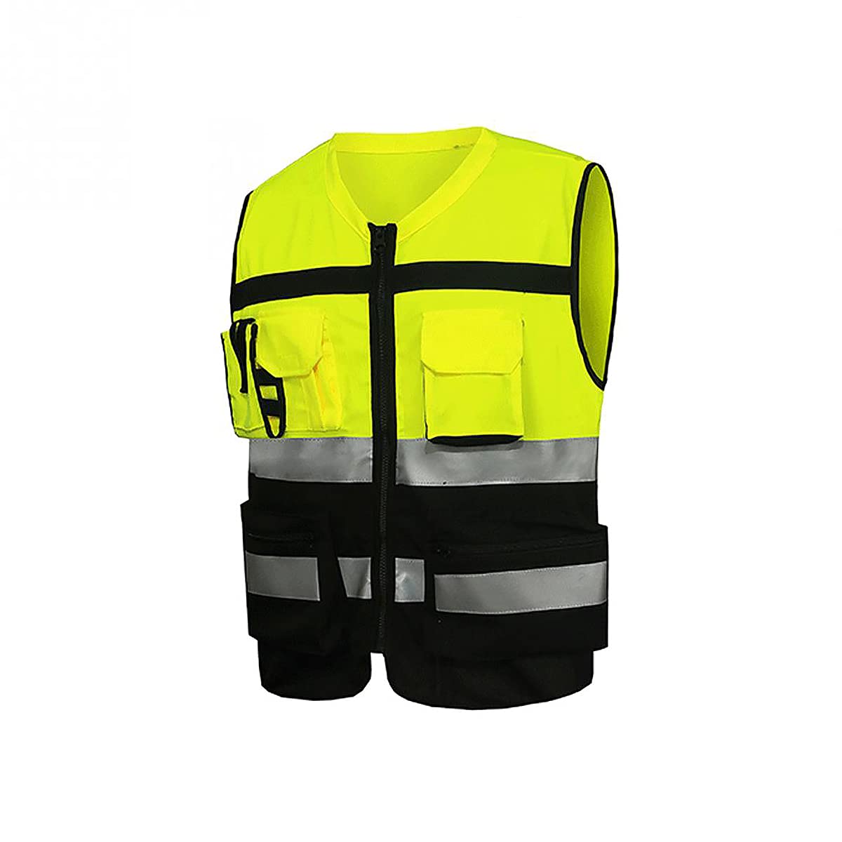High Visibility Reflective Vests Hi Viz High Vis Visibility Vests, 2 Band Reflective Security Work Contractor Safety Vest Waistcoat Jacket, Outdoor Work Vest Size L-3XL (1 Pack, Yellow, XXL)