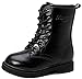DADAWEN Boy's Girl's Combat Lace-Up Side Zipper Mid Calf Boots