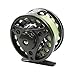 Croch Fly Fishing Reel with CNC-machined Aluminum Alloy Body 7/8 Gun Green with 100FT Fly Fishing Lines Backing and Tapered Leader