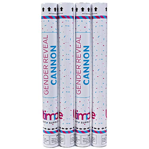 Gender Reveal Confetti and Holi Powder Cannon 4 Pack 2 Pink and 2