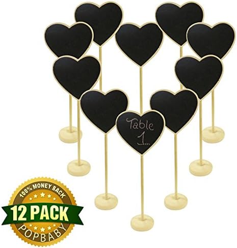 HAKDAY 12 PCS Mini Stand for Chalkboards Signs Hanging BlackBoard Message Board,Heart Shaped