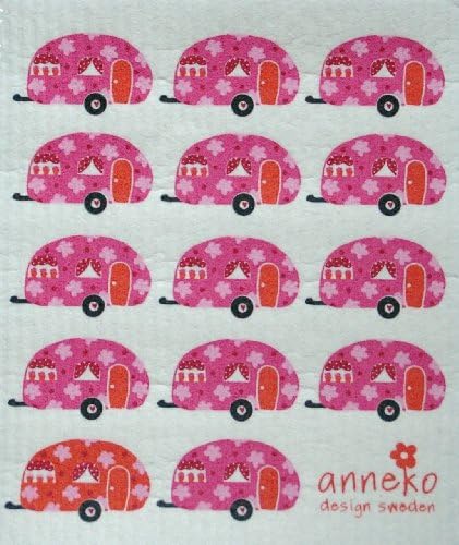 Swedish Dishcloth, Pink Caravan Camper
