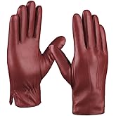MGGMOKAY Mens Leather Gloves Lambskin Touch Screen Gloves Warm Cashmere Lined