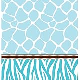 Creative Converting Baby Shower Wild Safari Border Print Plastic Table Cover, 54 by 108-Inch, Blue