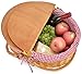 Wicker Picnic Baskets with Double Folding Handles | Little Red Riding Hood Basket for Kids | Hard Wood Top | Hand Woven Wicker Great for Easter Basket | Storage of Plastic Easter Eggs Gingham Basket