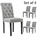 YEEFY Habit Solid Wood Tufted Parsons Dining Chair (Set of 4) (Gray)