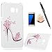 Samsung Galaxy S7 Edge Case Clear Colorful Case Cute Pink Flowers High-heeled Shoe Design Ultra Slim-Fit Easy Makeup PC Bumper Cover & HD Screen Protector Diamond Dust Plug Stylus Pen by Badalink
