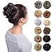 Scrunchy Updo Wavy Straight Hair Bun Clip Messy Donut Chignons Synthetic Hairpiece Hair Extension (medium brown-thicker)