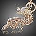 Chinese Dragon Keychain - Dragon Keychain Jewelry Antiqued Silver - Goth, Fantasy ?Charm Keychain (Red)