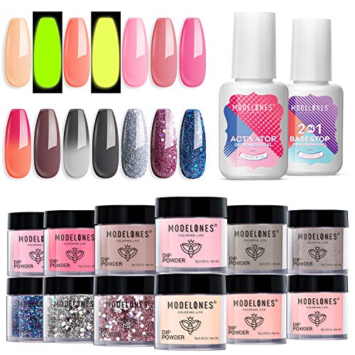 Modelones Dip Powder Nail Kit Starter12 Colors French Style Dipping