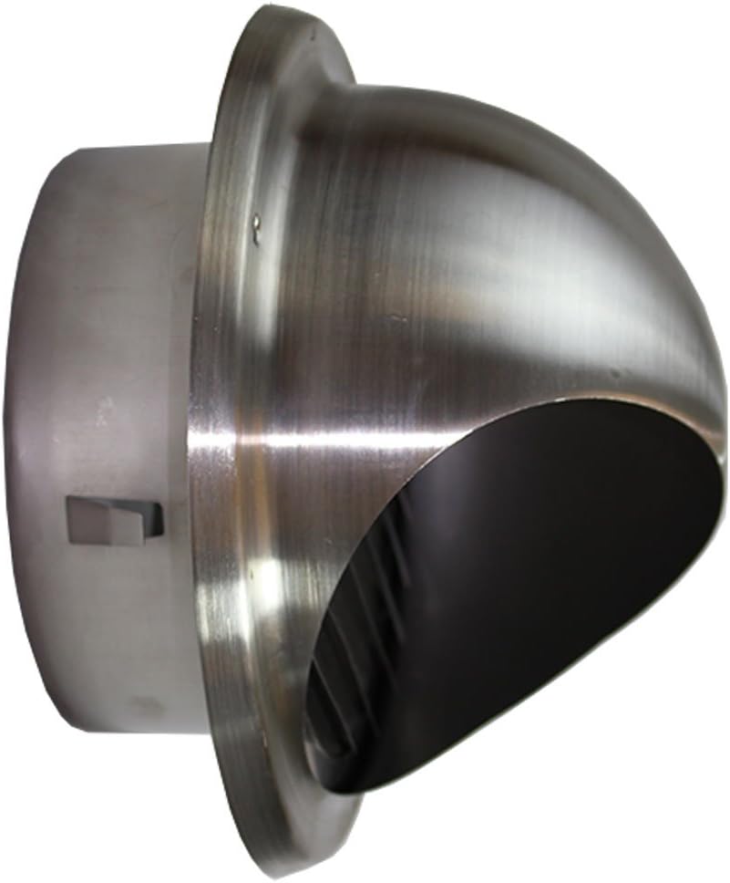 Kair Bull-Nose External Vent 125mm - 5 inch Rear Spigot Stainless Steel Grille with Louvres, Fly Screen and Drip Deflector - Image 5