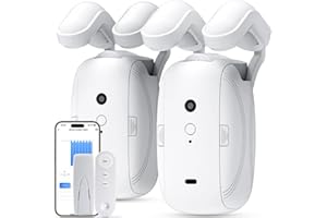 Monitaind Smart Automatic Curtain Opener: 2PCS Remote Control Electric Curtain Robot with App/WiFi/Remote, High-Performance Motor Compatible with Alexa, Google, Siri for Roman Rod, T/U-shaped Track