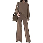 ETCYY NEW Womens Elegant Lounge Sets Knitted Sweatsuit Sets 2 Piece Outfits with Sweater Tops and Wide Leg Sweatpants