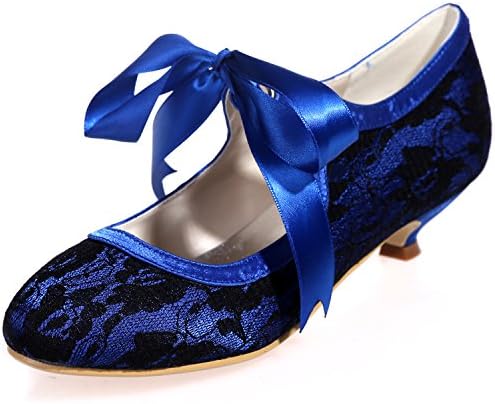 Clearbridal Women' Pumps Closed Toe Mid Heels Mary Jane Prom Lace Ribbon Tie Wedding Party Shoes ZXF9001-05