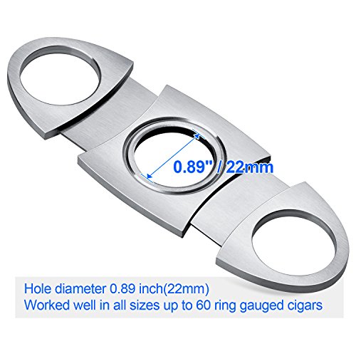 Cigar Cutter Guillotine, Stainless Steel Double Blade Cigar Clippers, 3