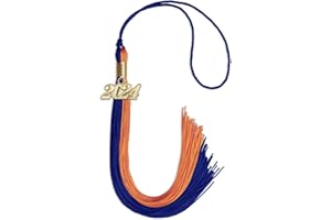 Endea Graduation Double Color Tassel with Gold Date Drop (Royal Blue/Orange, 2024)