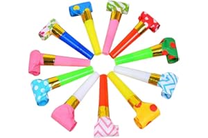 30pcs Party Blowouts Blowers, New Years Noise Makers Horns Whistles for Birthday, Plastic Whistle (Random Color)