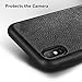 O-CONN Case Compatible iPhone X, Skin-Friendly PU Case (Man-Made Leather) Shockproof of Heavy Duty Full Protective, No Fingerprints and Easy Clean-Black(Vintage Pattern)