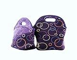 Sprucebay 2 Pc Lunch Bags for Women and Girls – Purple – 2 Piece Set– Great for School Lunches and Meals on the Go –Resuable Insulated Neoprene Keeps Food Cold