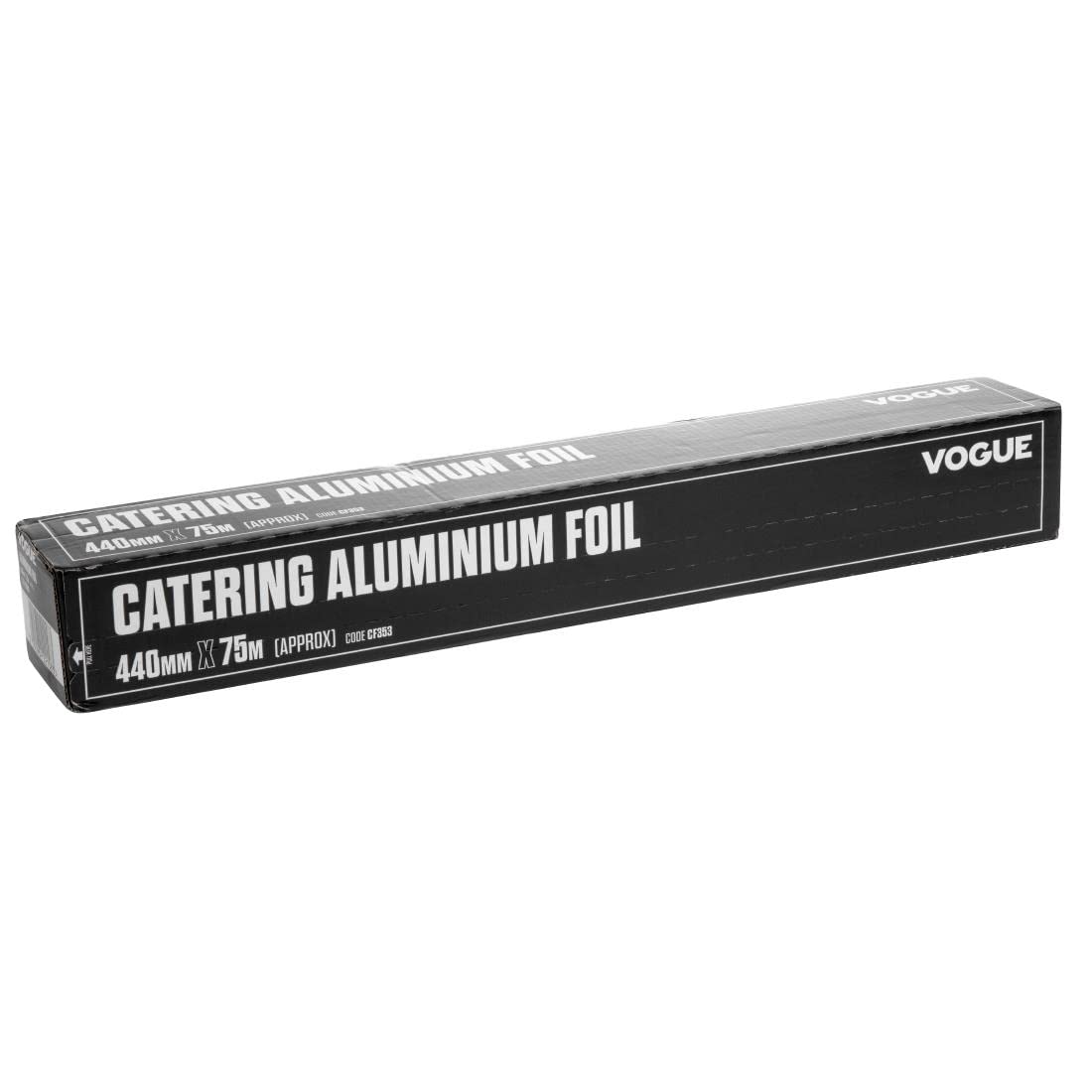Vogue Aluminium Catering Foil - 440 Mm X 75 Metres, Silver, With Serrated Cutting Blade, 12 Microns, Food Service Foil Roll, Premium Kitchen Foil, Commercial And Home Use, CF353