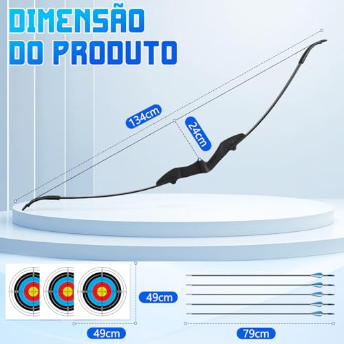 Arco Flecha Profissional Destro, Arco E Flecha Profissional Ambidestro, Tiro com Arco Tradicional Caça Artesanal Arco Cavalo Longbow, Arco Flecha Profissional Destro de MadeiraFlechas de Fibra
