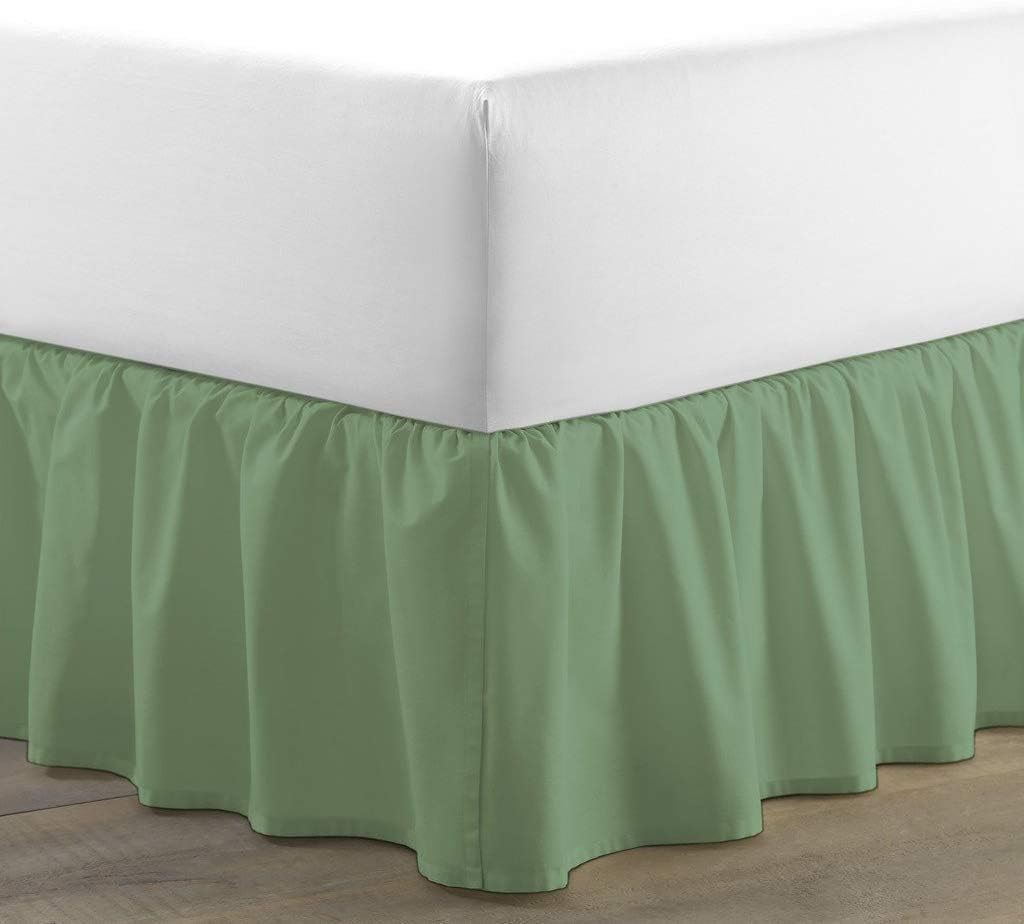 US Bedding Easy Fit Elastic Wrap Around Ruffled Bed Skirt