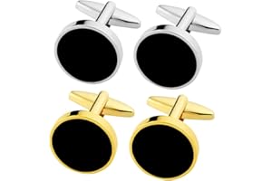 GWD Mens Cufflinks Stainless Steel Tuxedo Shirt Studs Set with Gift Box Silver Black Gold Cuff link Jewelry Gift Wedding Business
