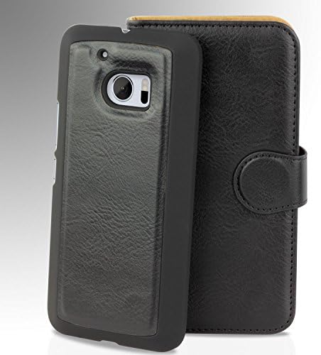 HTC M10 Premium PL Leather Folio Wallet Case w/ [Magnetic Detachable] [Card Slot] [Black] by TortugaArmor