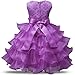 NNJXD Girl Dress Kids Ruffles Lace Party Wedding Dresses Size (120) 4-5 Years Light Purple