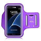 Galaxy S7 Edge Armband, MoKo Sweatproof Sports Armband Exercise Running Arm Band Case for Samsung Galaxy S7 Edge, with Key Holder, Great Earphone Connection, Purple (Fits Arm Girth 10.8