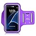 Galaxy S7 Edge Armband, MoKo Sweatproof Sports Armband Exercise Running Arm Band Case for Samsung Galaxy S7 Edge, with Key Holder, Great Earphone Connection, Purple (Fits Arm Girth 10.8