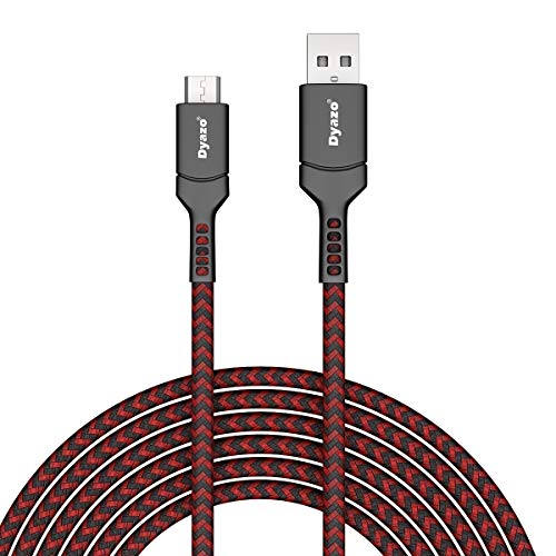 Dyazo 5 Ft 2.4 Amp Micro USB Nylon Braided Extra Tough Unbreakable Cable/Charging Wire with Fast Charging 1.5 M Long Com