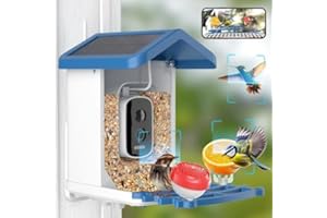 Smart Bird Feeder with Camera - BEESHOP 4K HD AI Identify 16000+ Birds House Watching Camera, Auto Capture Bird Videos & Motion Detection, Solar Powered Camera Bird Feeders Present for Bird Lovers