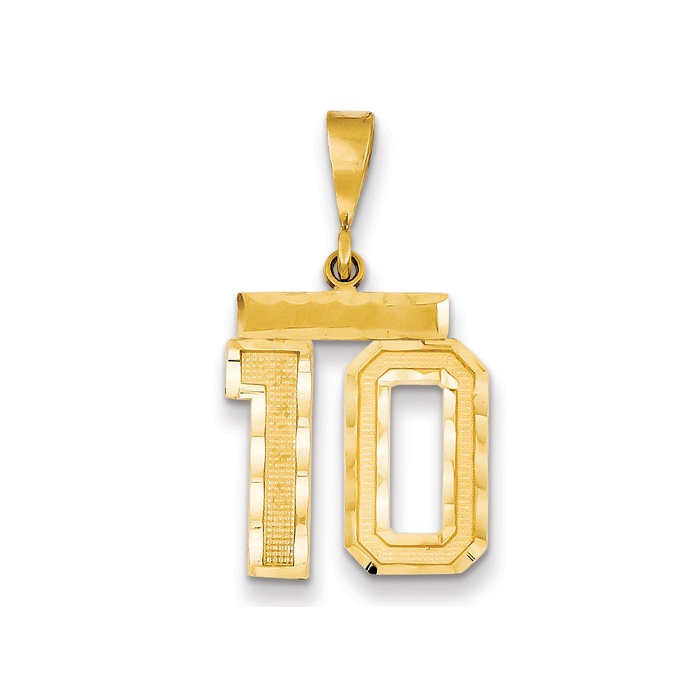 14K Yellow Gold Medium ShinyCut Number 10 Charm