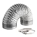 VIVOSUN 4 Inch 25 Feet Non-Insulated Flex Air Aluminum Ducting for HVAC Ventilation w/Two 4 Inch Stainless Steel Clamps primary