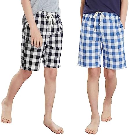 Amazon.com: Big Boys Pajamas Shorts Plaid Loose Cotton Sleep PJ