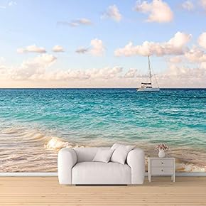 Wall Mural Romantic Beach Removable Wallpaper Wall Sticker for Bedroom Living Room - 66x96 inches