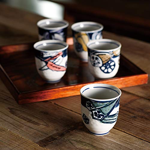 (5 Cups Set) Yamakiikai Japanese Tea Cup Yunomi Okra,Sweet Green Pepper,Egg Plant,Green Pepper & Lotus Root Pattern Set L1201 L1202 L1203 L1204 L1205 - Thumbnail 6