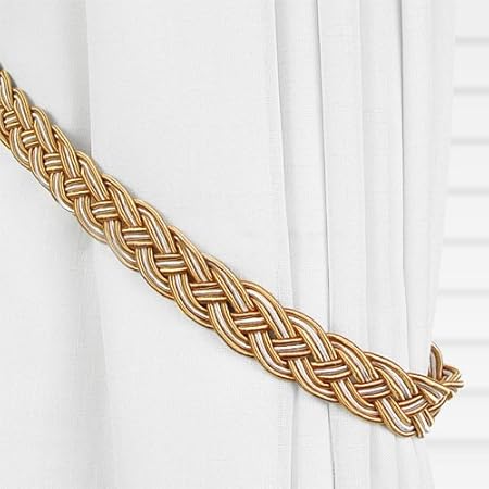 Amazon Com Just Contempo Braided Tiebacks Rope Curtain Tiebacks