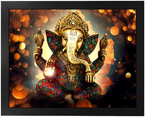 Paper Plane Design Ganesh Ji Framed Wall Painting for Room Decor ,Synthetic,45 x 30 x 3 cm